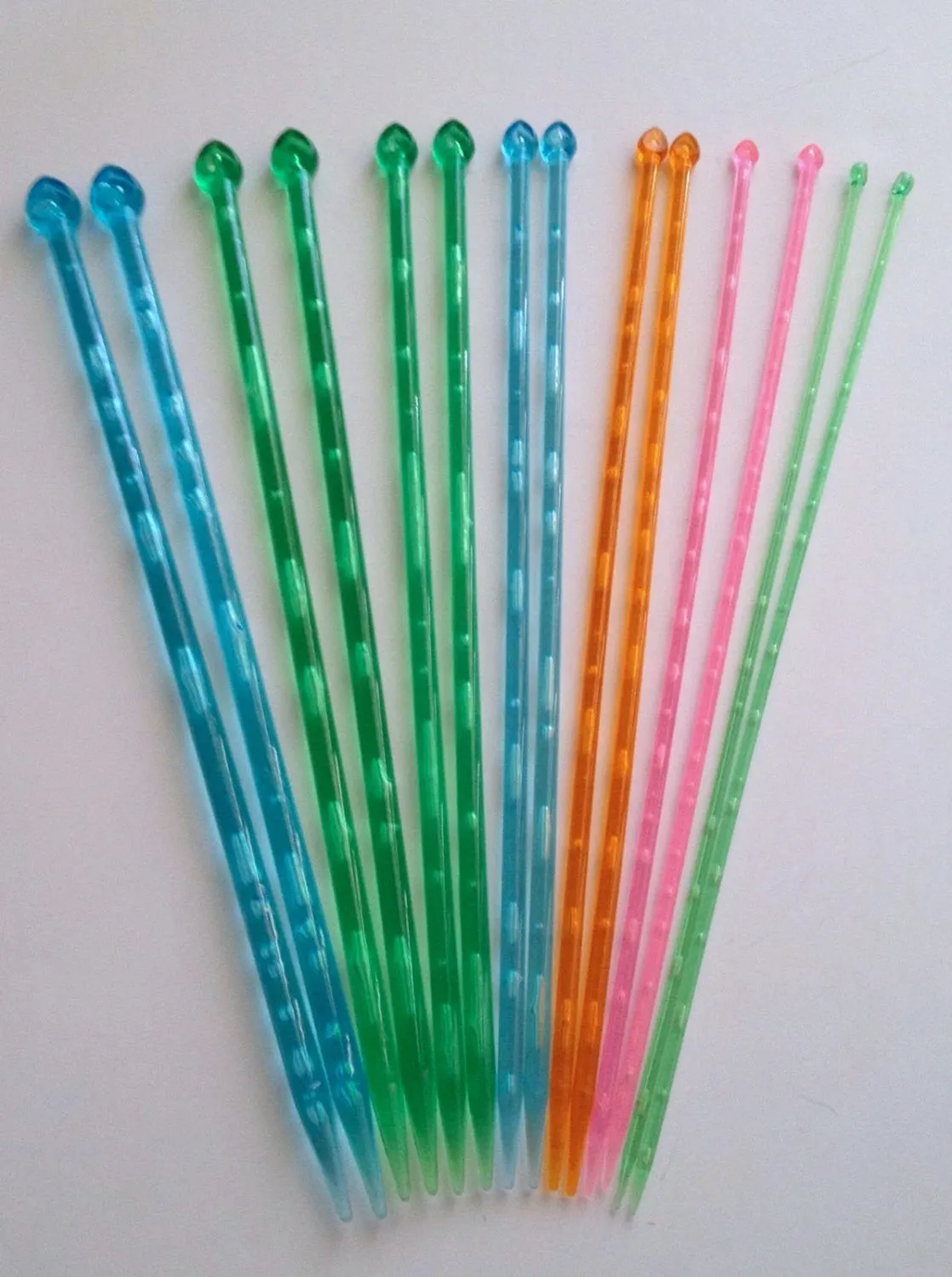 14" Acrylic single pointed knitting needles sizes US 6 4.0mm US 8 5.0mm US 10 6.0mm 11 8.0mm us 13 9.0mm us 15 10.0mm us 17 12.0mm