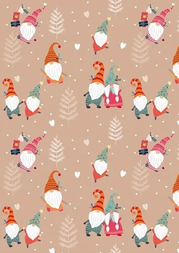 4 x 4M Cute Christmas Wrapping Paper Rolls Kids Xmas Wrap & 16 Matching Tags