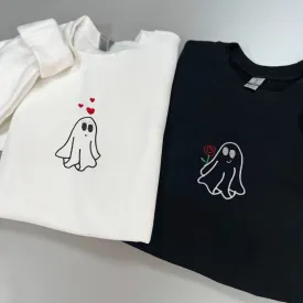 Adorable Ghost Couple Sweatshirts – Custom Matching Halloween Partner Hoodies