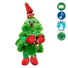 Animated Plush Tree Playing Saxophone, 12 Inches