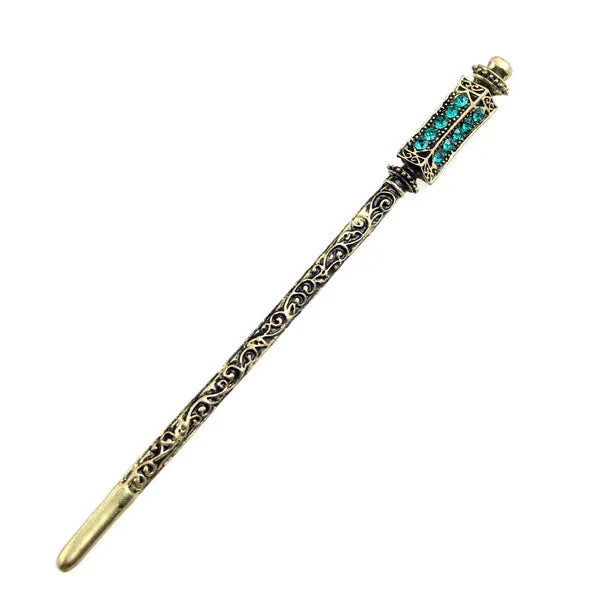 Antique Brass Finish Rhinestone Hair Stick