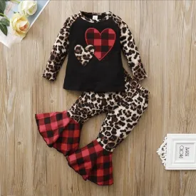 Baby Christmas | 2 & 3 Piece Sets - Leopard & Buffalo Plaid Hearts