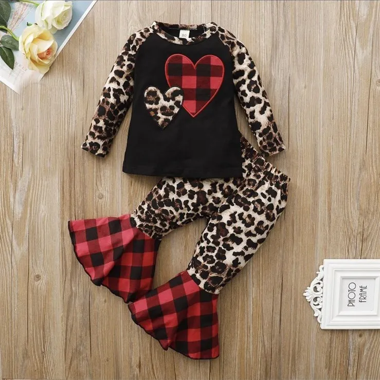 Baby Christmas | 2 & 3 Piece Sets - Leopard & Buffalo Plaid Hearts