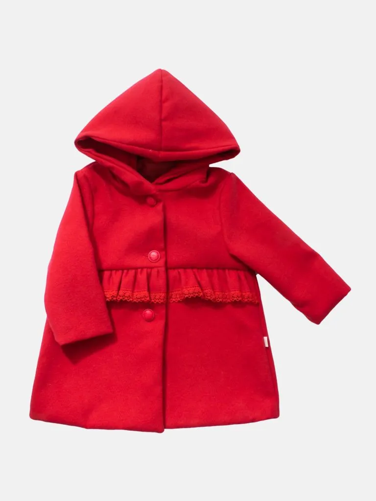 Baby Girl Luxury Winter Hooded Spanish Coat - Red