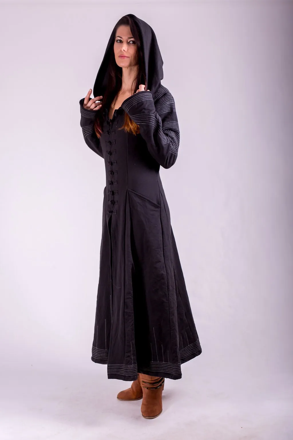 Bamboo Kaftan Coat - Starduster - Deco Black