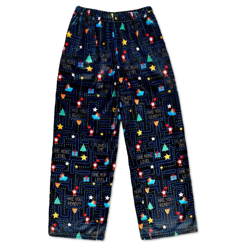 Boys Bottoms | Plush Lounge Pants- Game on Santa | IScream