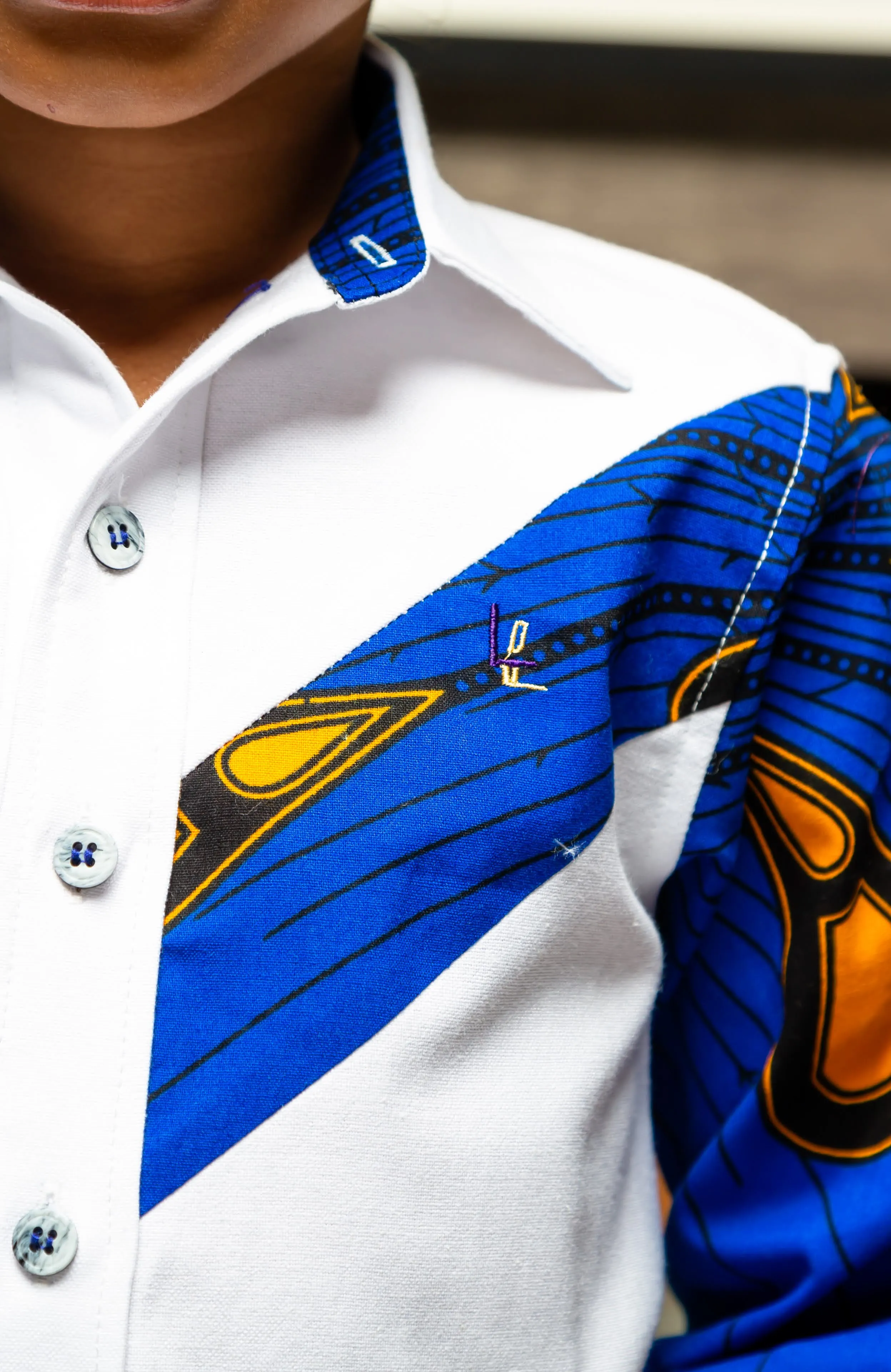 Boys Tailored-Fit African Print Shirt | V-Shaped Ankara Shirt for Boys  - ELIJAH