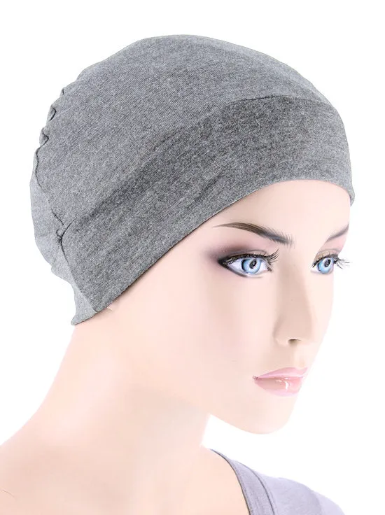 CE-CHEMOCAP-HEATHERGRAY#Chemo Cap Buttery Soft in Heather Gray