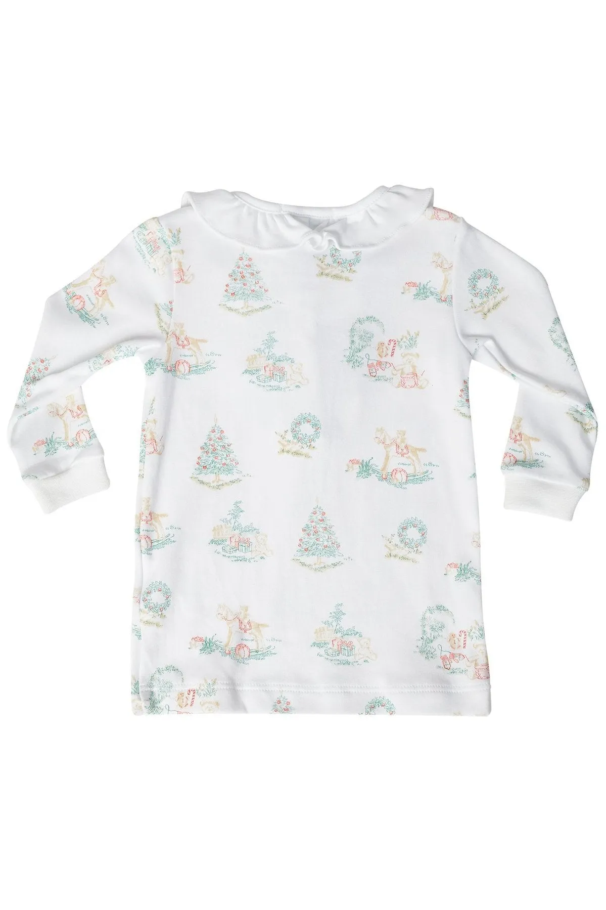 Christmas Girl Button Toile Pajamas