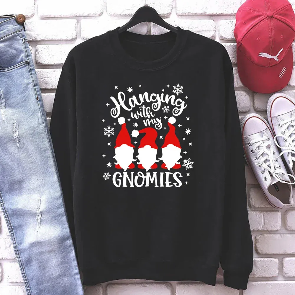 Christmas Gnomes Hanging Funny Santa Graphic Hoodie