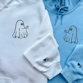 Custom Embroidered Ghost Matching Hoodies for Couples | Cute and Spooky Design