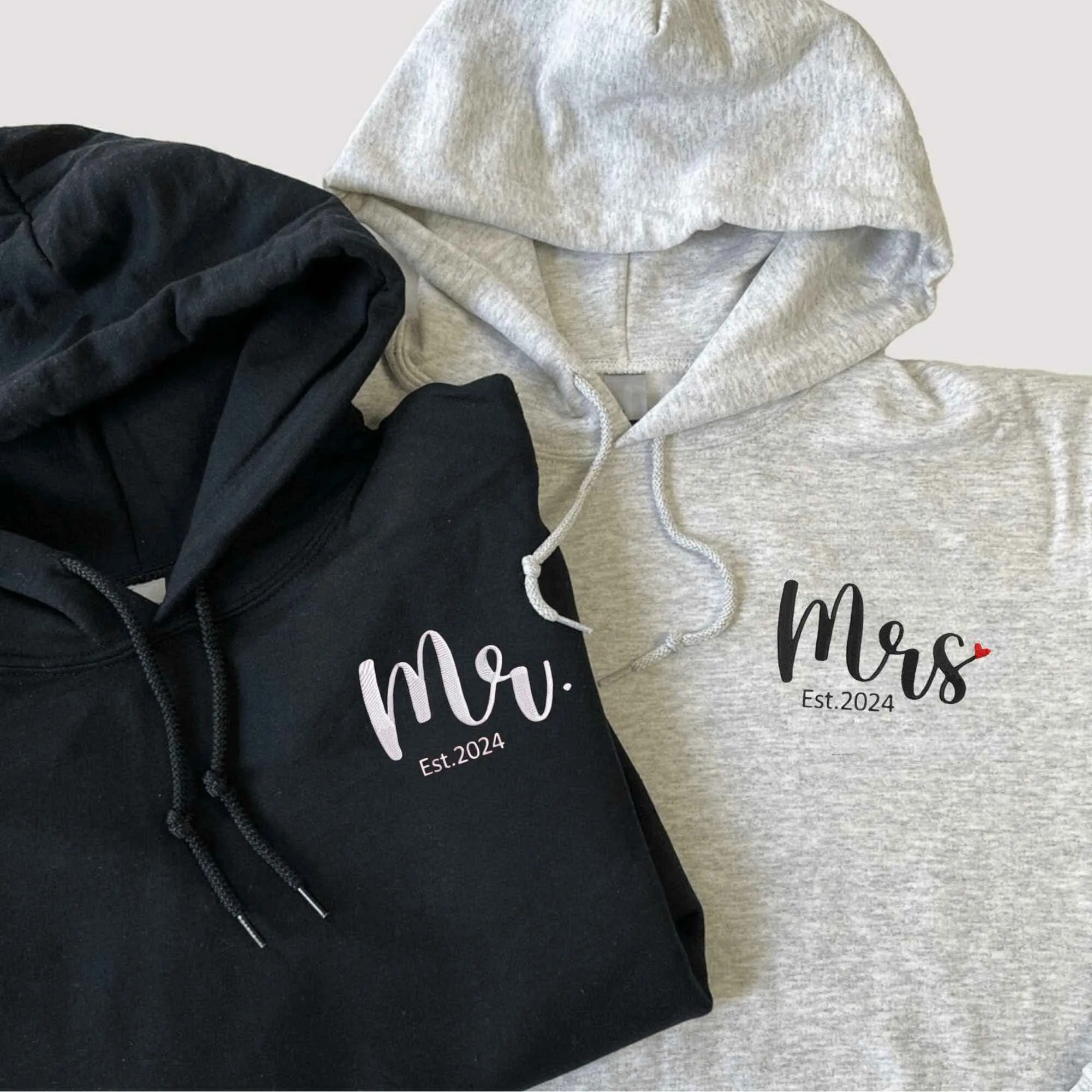 Custom Embroidered Mr. and Mrs. Couple Hoodies | Matching Sweatshirts For Couples