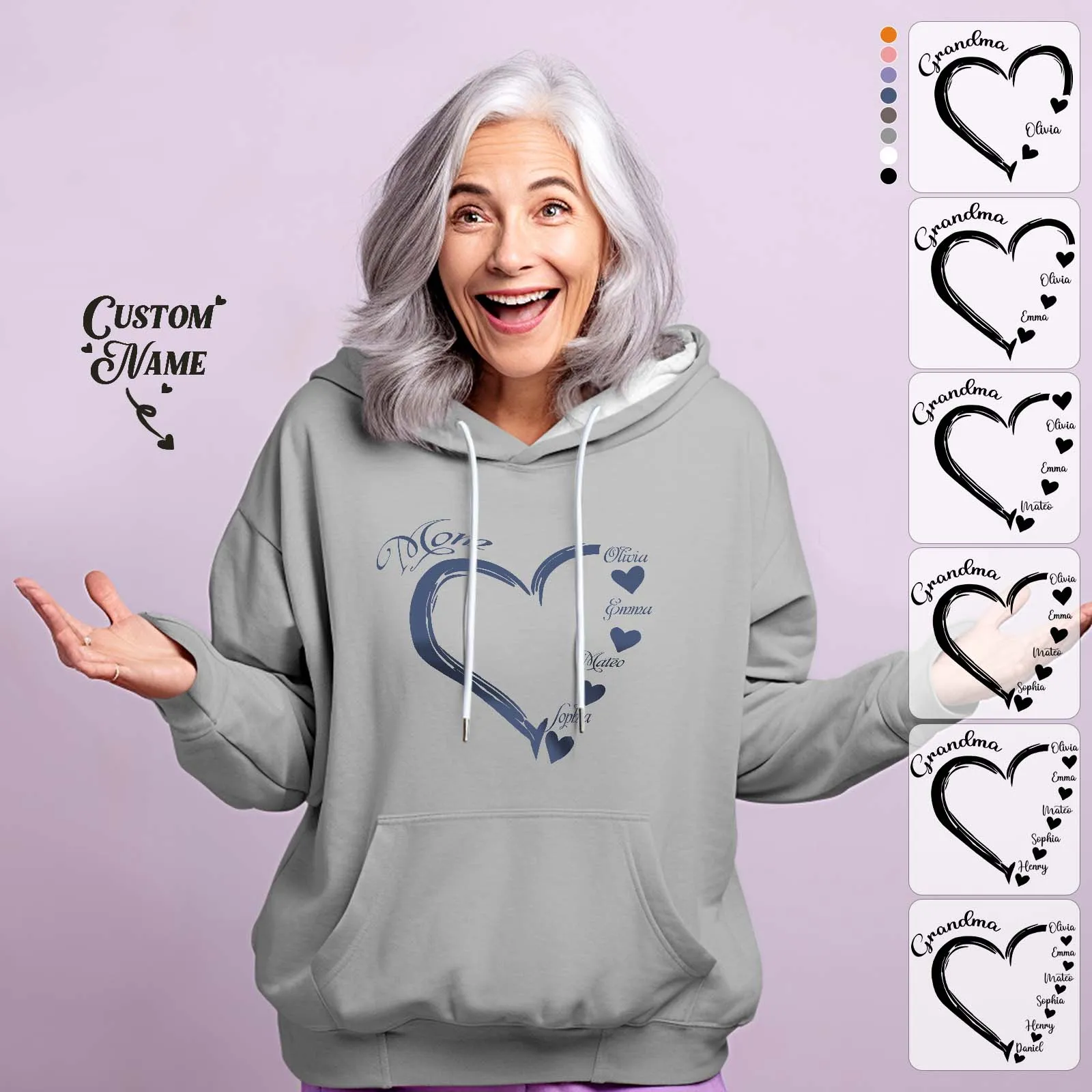 Custom Mama Grandma Hoodie Personalised Kids Name Hoodie Mother's Day Gifts