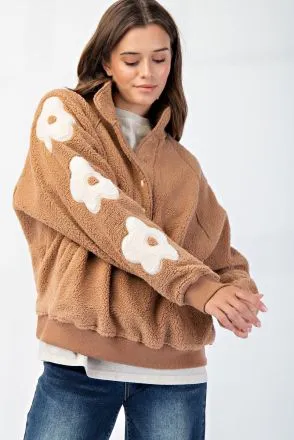 Daisy Patch Fleece Kangaroo Pocket Pullover