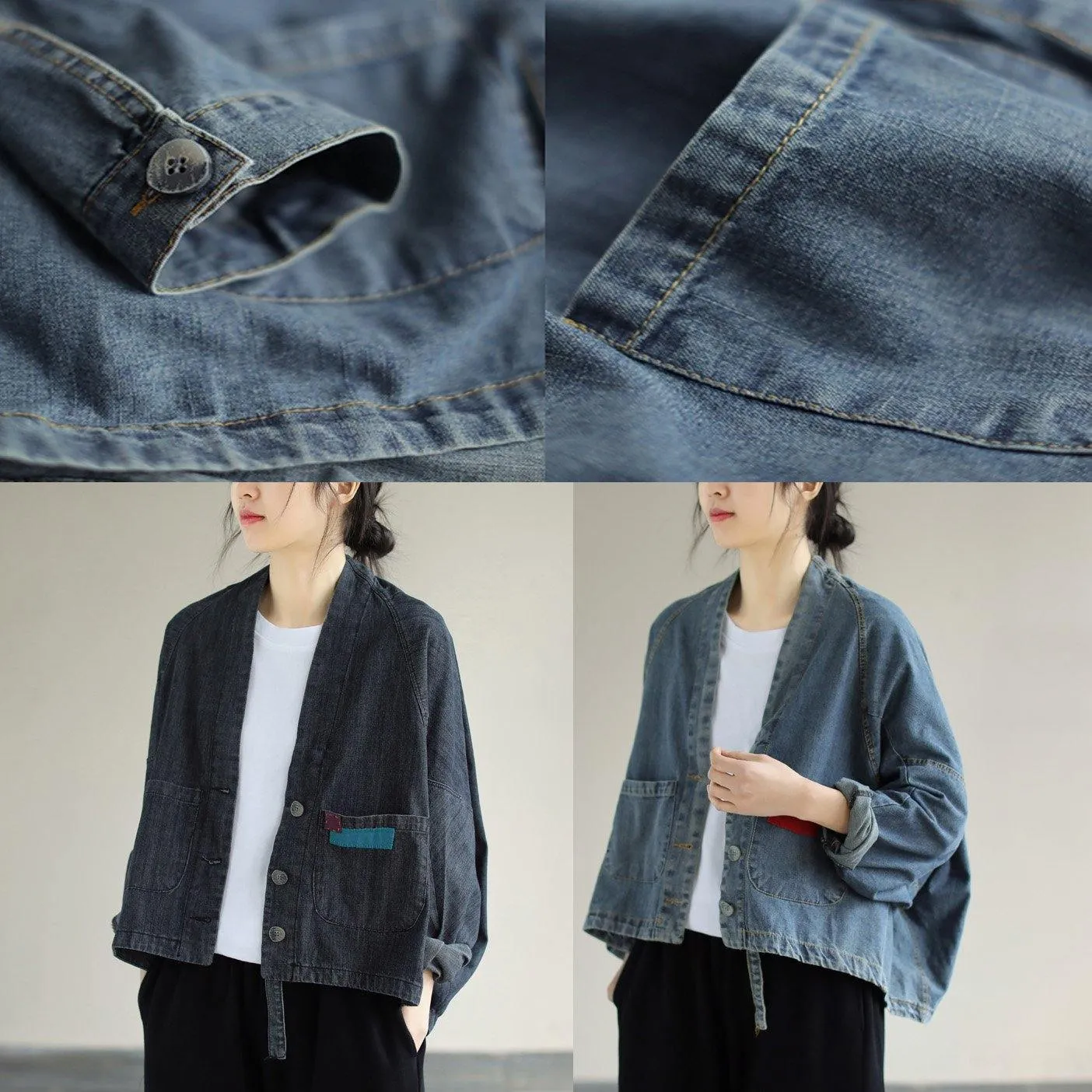 Elegant V Neck Button Down Spring Clothes Fashion Ideas Denim Blue Coats