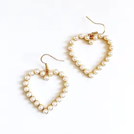 FAUX PEARL HEART EARRINGS