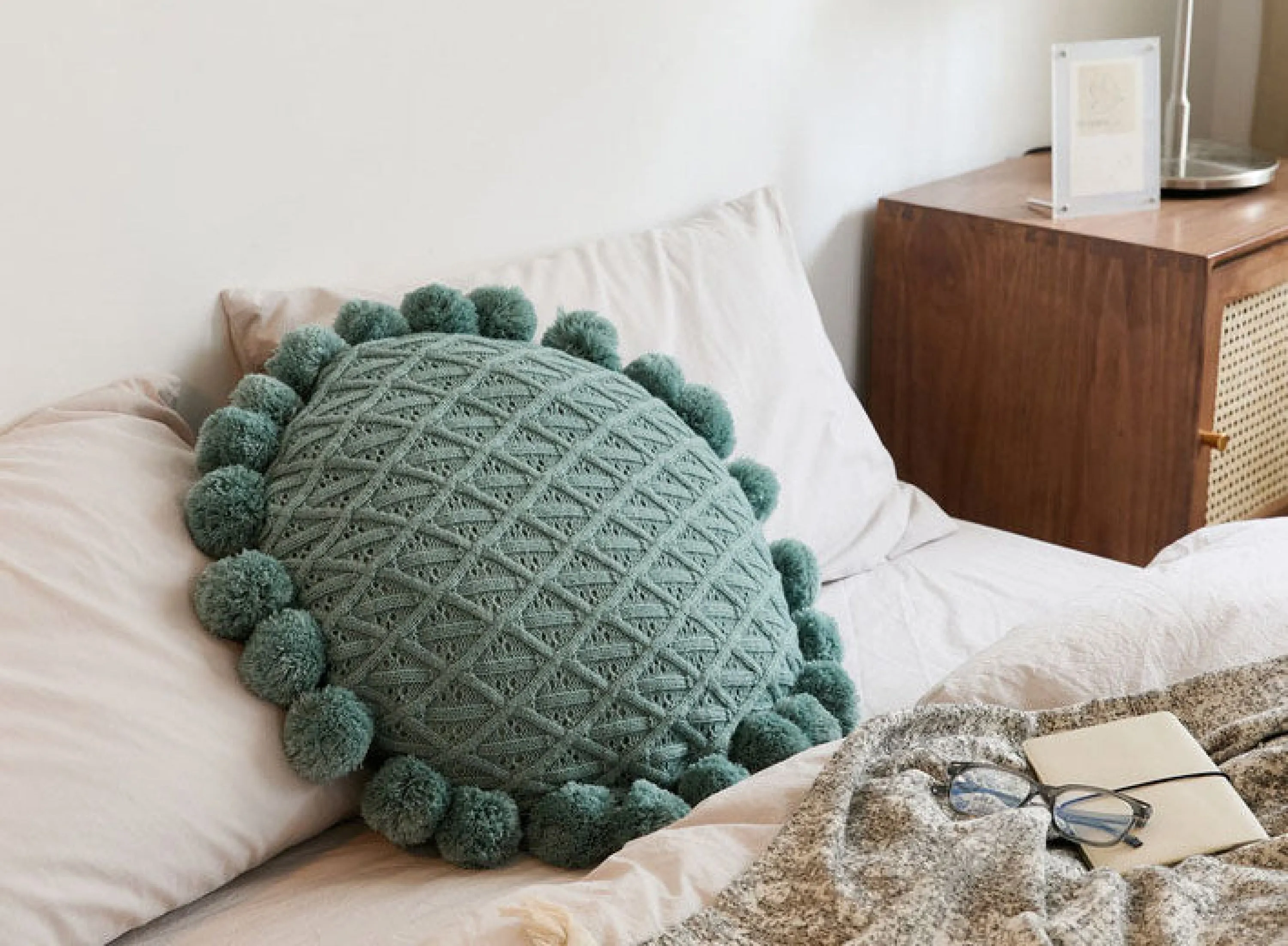 Fuzzy Ball Round Pillow (7 Colors)