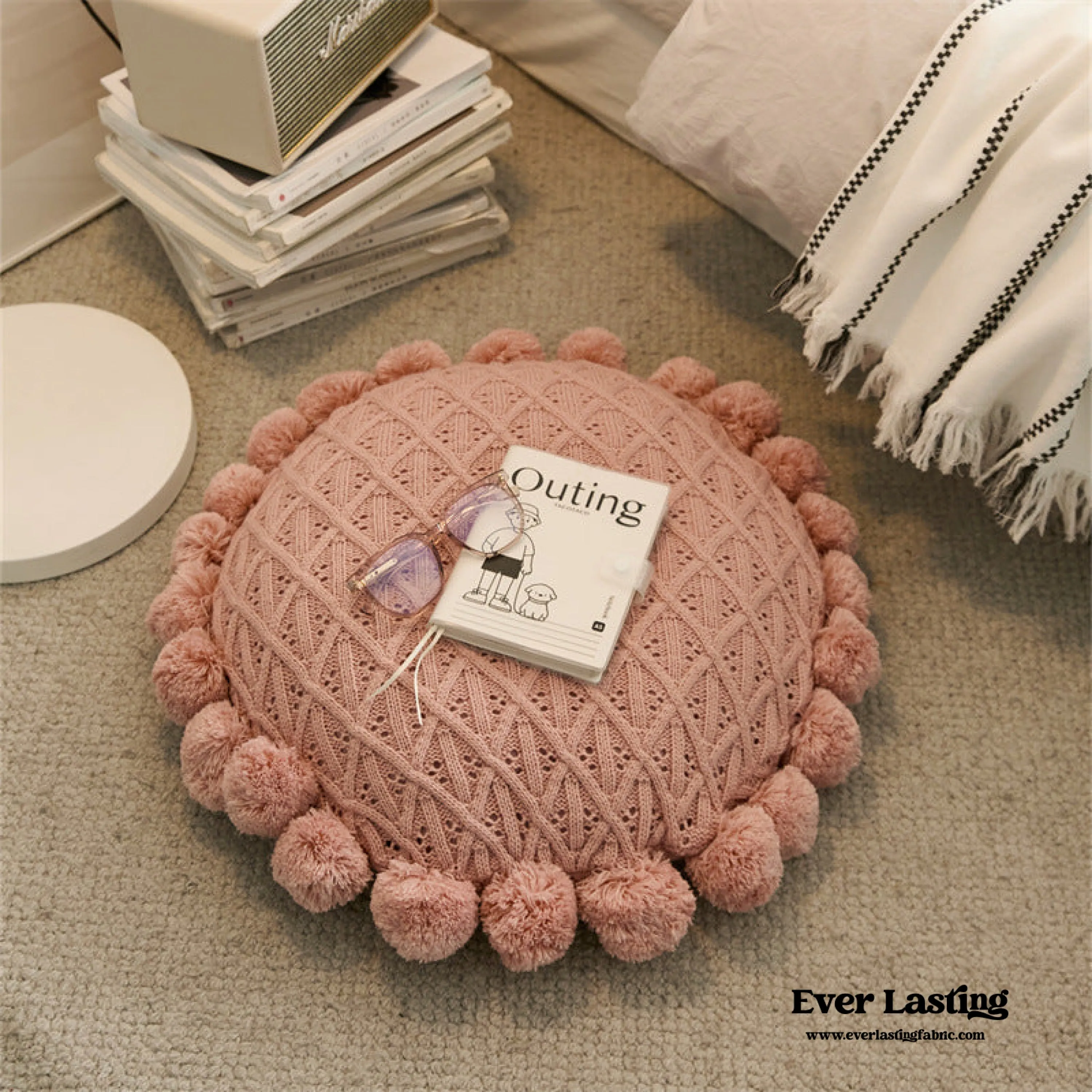 Fuzzy Ball Round Pillow (7 Colors)