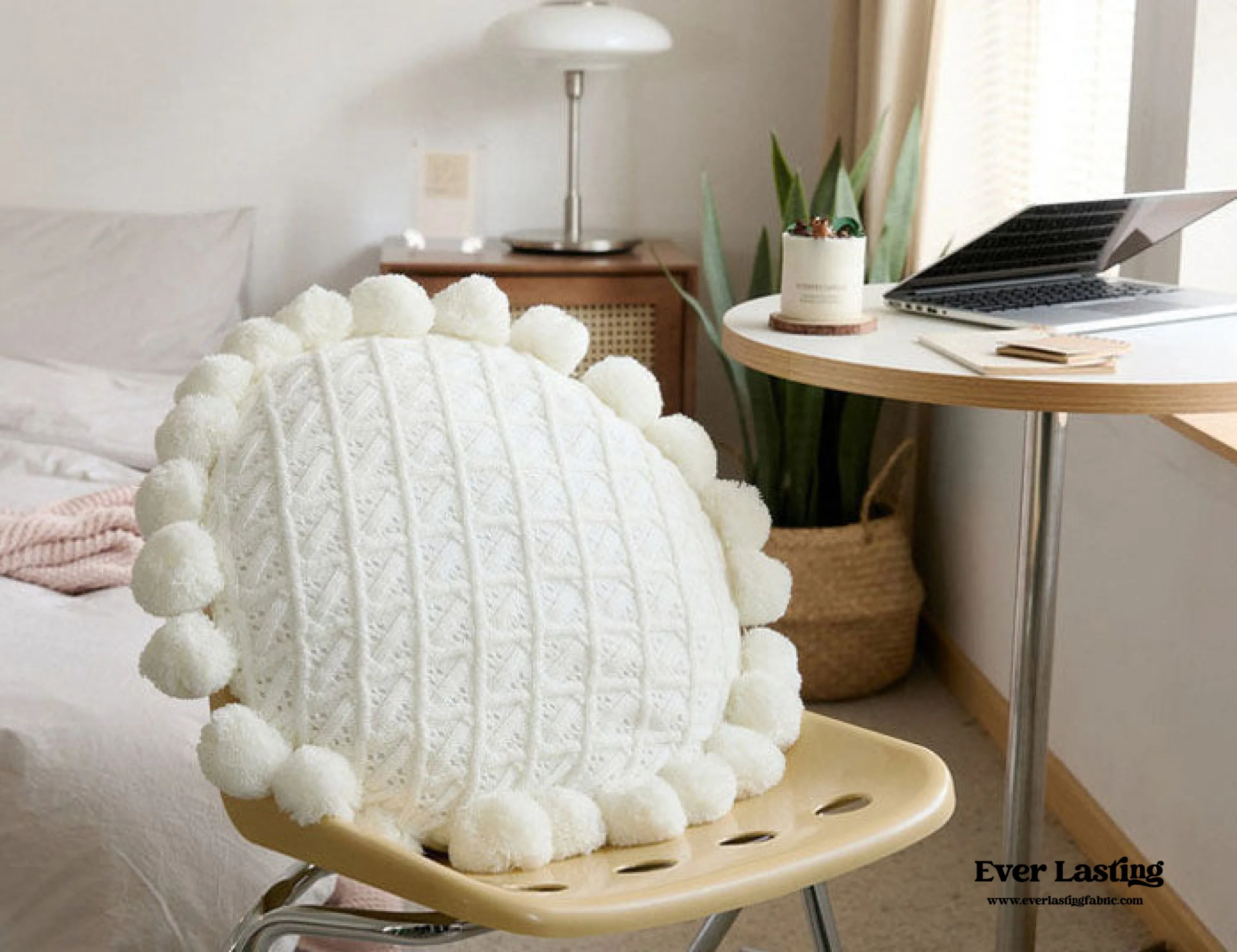 Fuzzy Ball Round Pillow (7 Colors)