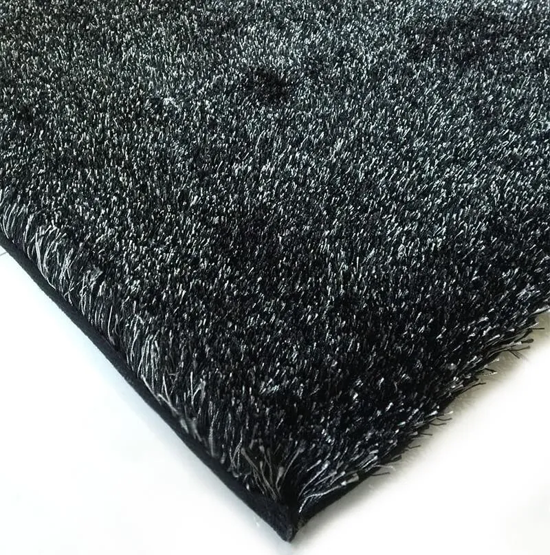 Fuzzy Two Tone Black Ash Area Rug