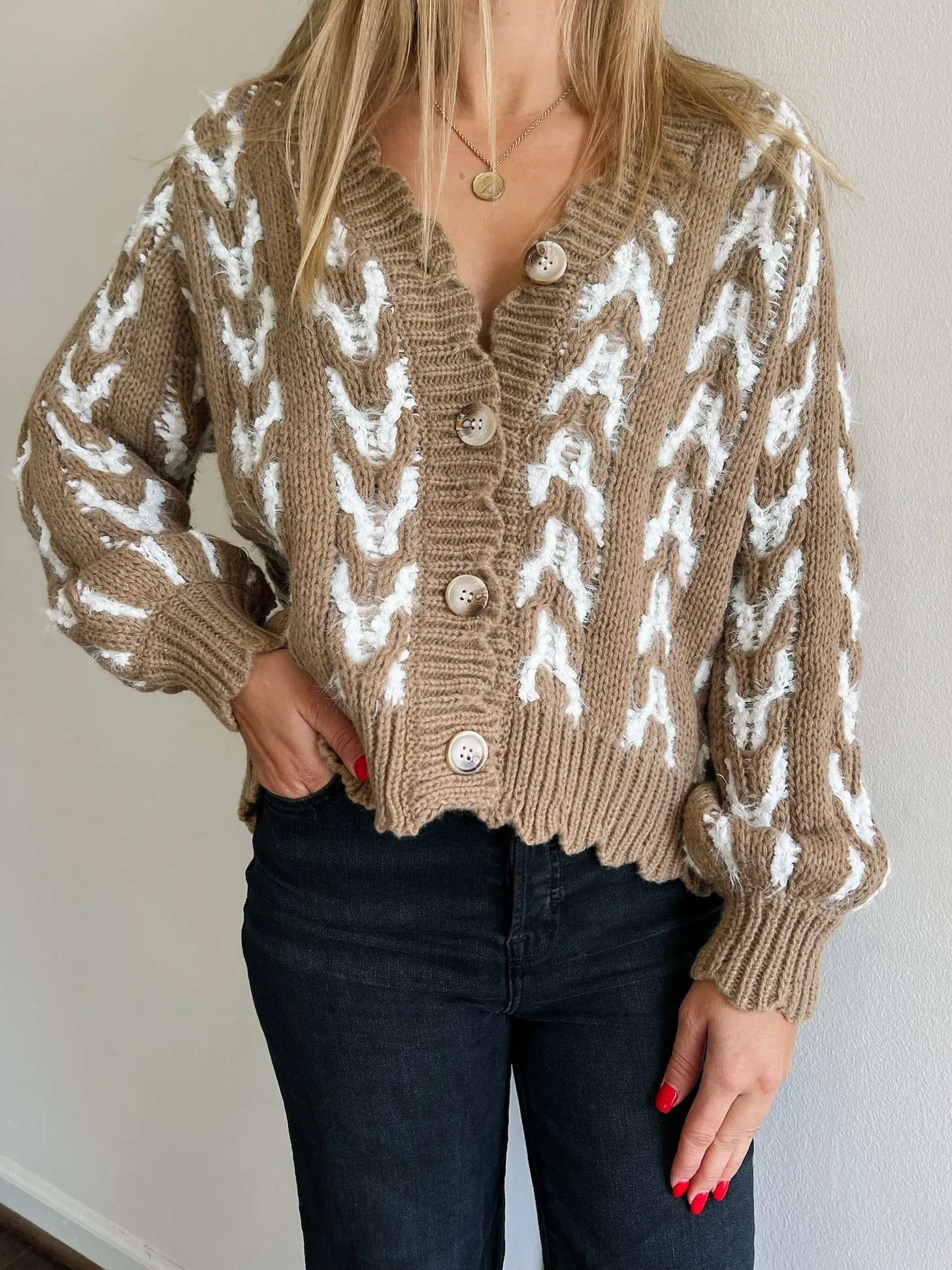 Gingerbread Fuzzy Cardigan