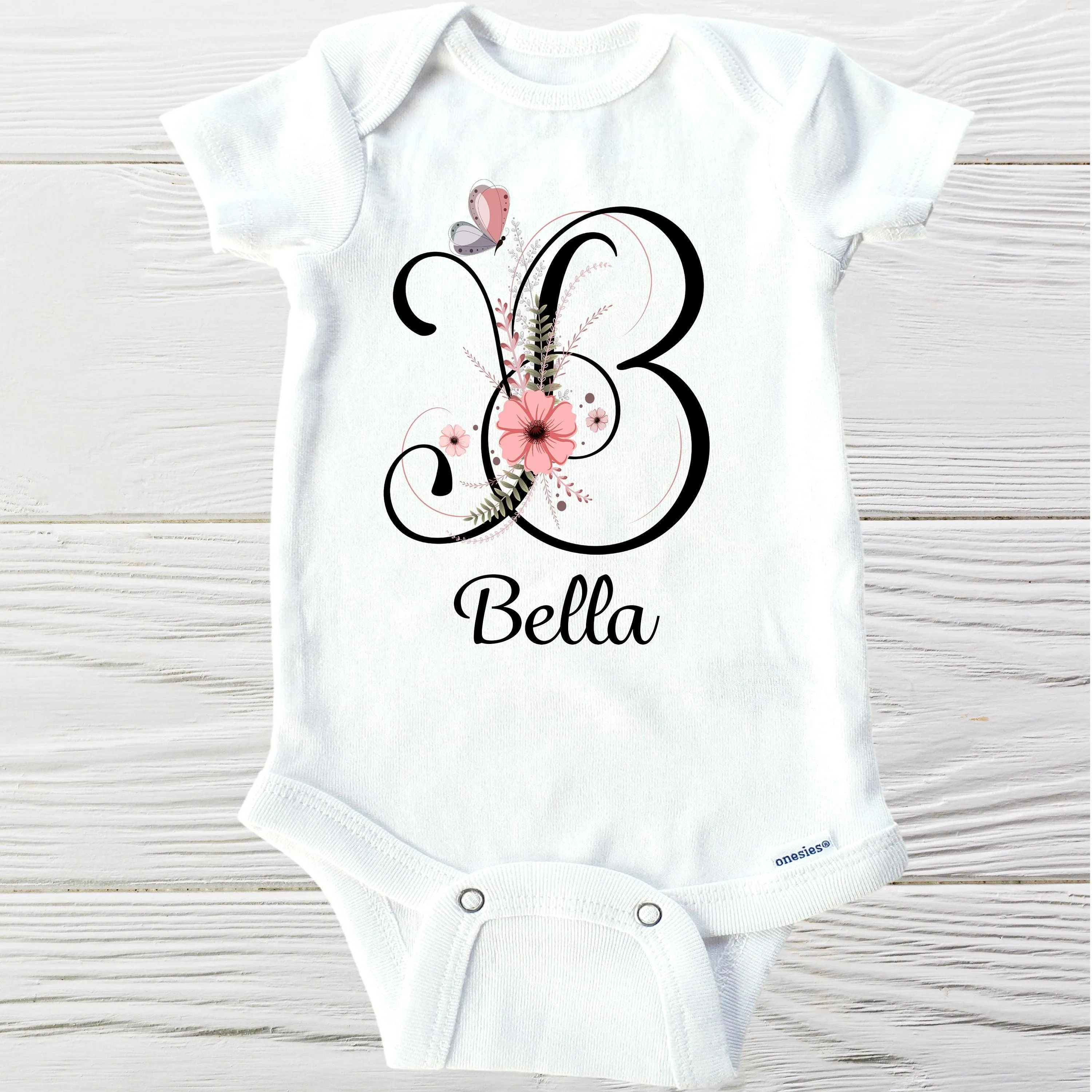 Girls personalized onesie | custom baby onesie|  girl floral name onesie | baby name onesie | girls personalized onesie | initials onesie