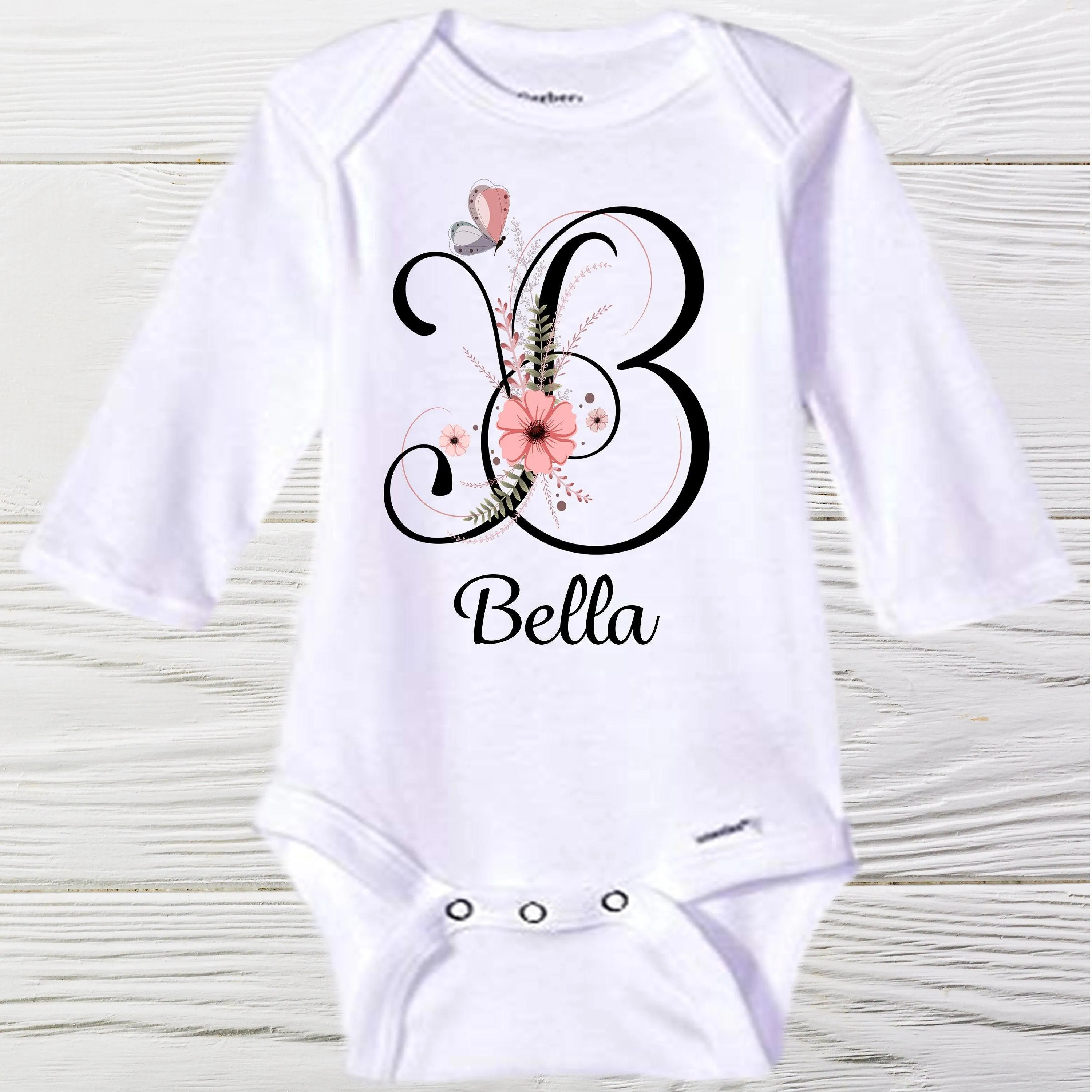 Girls personalized onesie | custom baby onesie|  girl floral name onesie | baby name onesie | girls personalized onesie | initials onesie