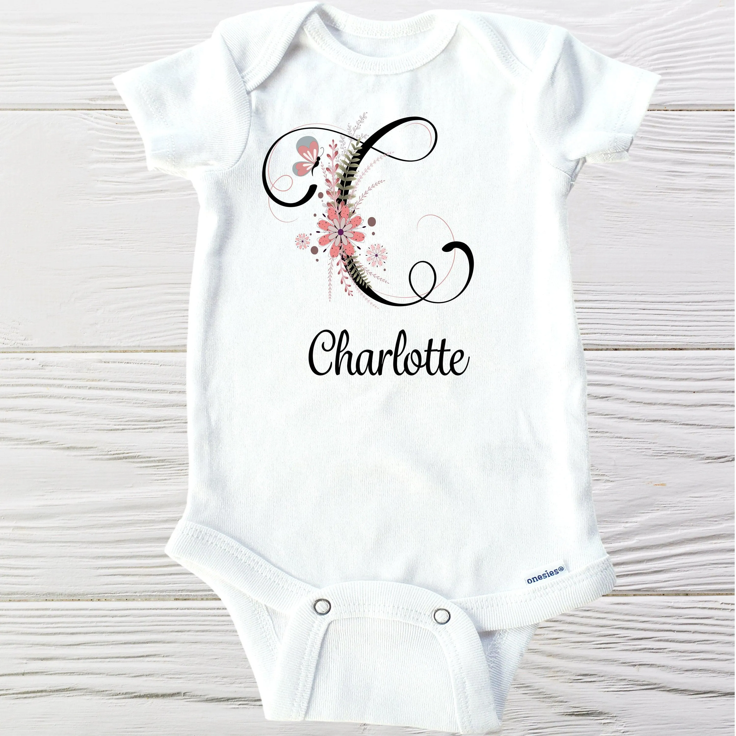 Girls personalized onesie | custom baby onesie|  girl floral name onesie | baby name onesie | girls personalized onesie | initials onesie