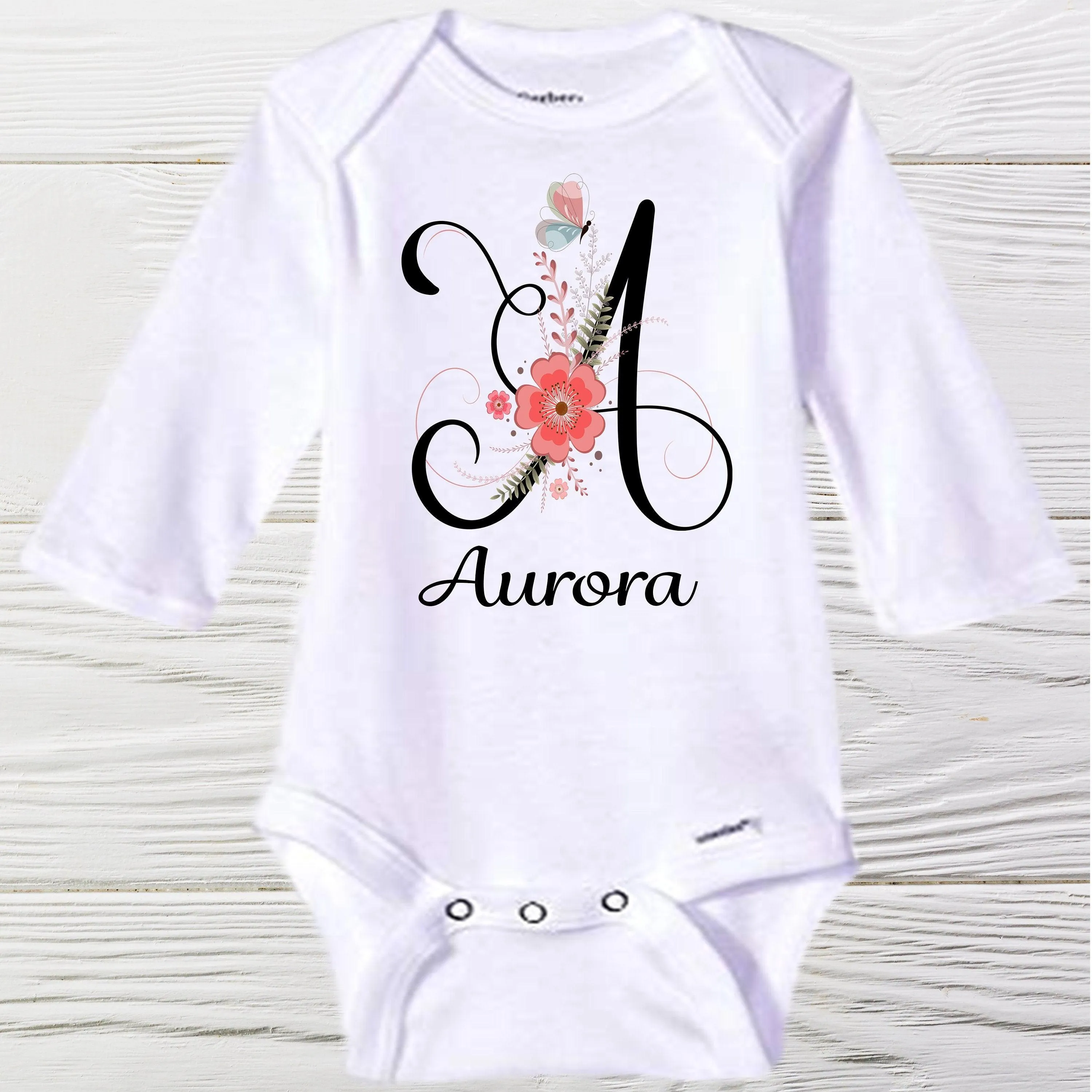 Girls personalized onesie | custom baby onesie|  girl floral name onesie | baby name onesie | girls personalized onesie | initials onesie