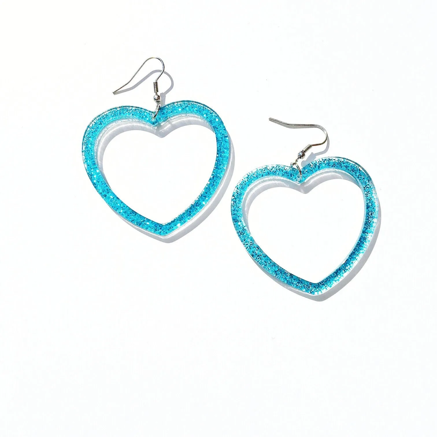 GLITTER HEART HOOPS EARRINGS