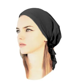 Head-Cover Pre-Tied Cotton Head Scarf Hat for Cancer Chemo Tichel in over 30 colors! (Charcoal Gray Short - 133)