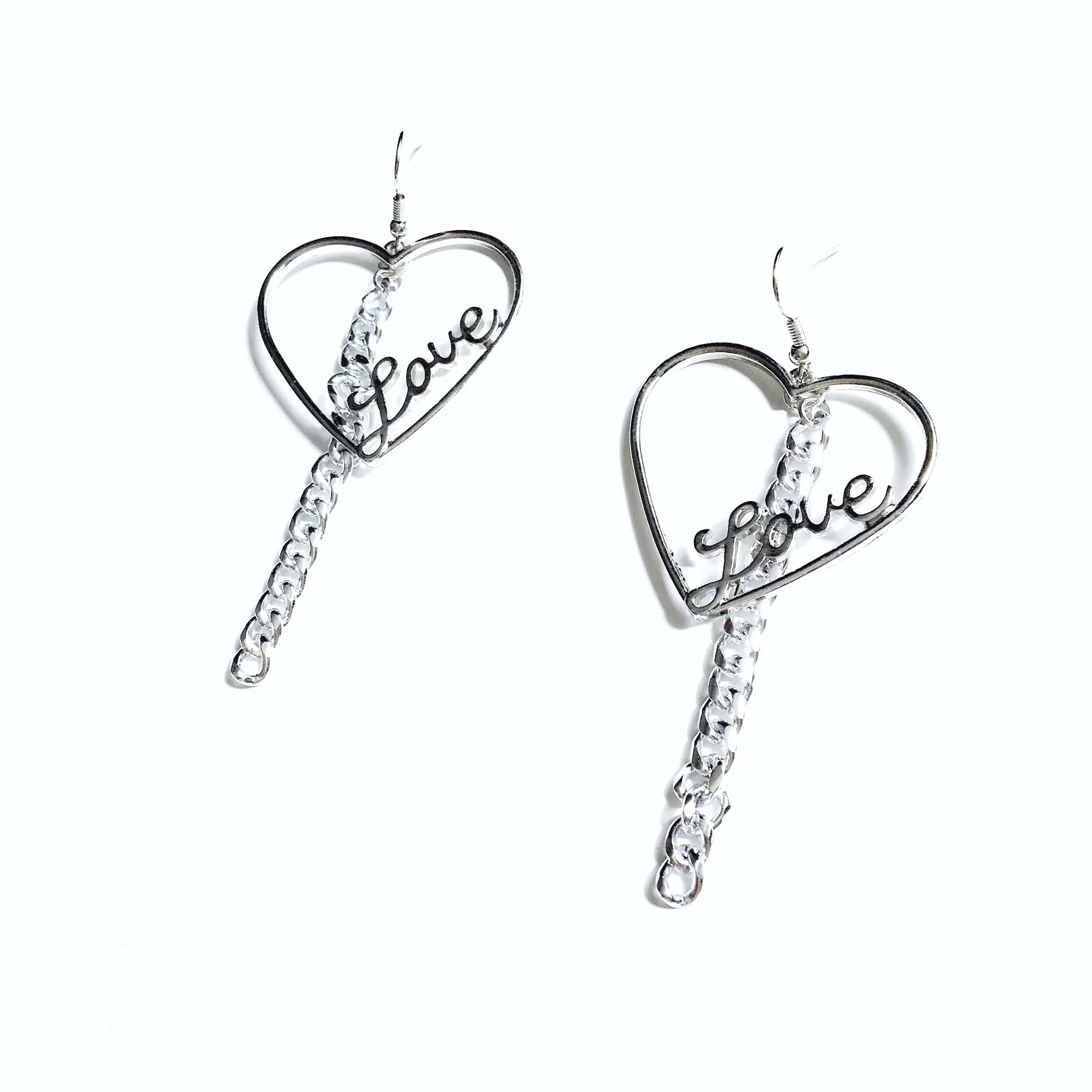 HEART CHAIN EARRINGS