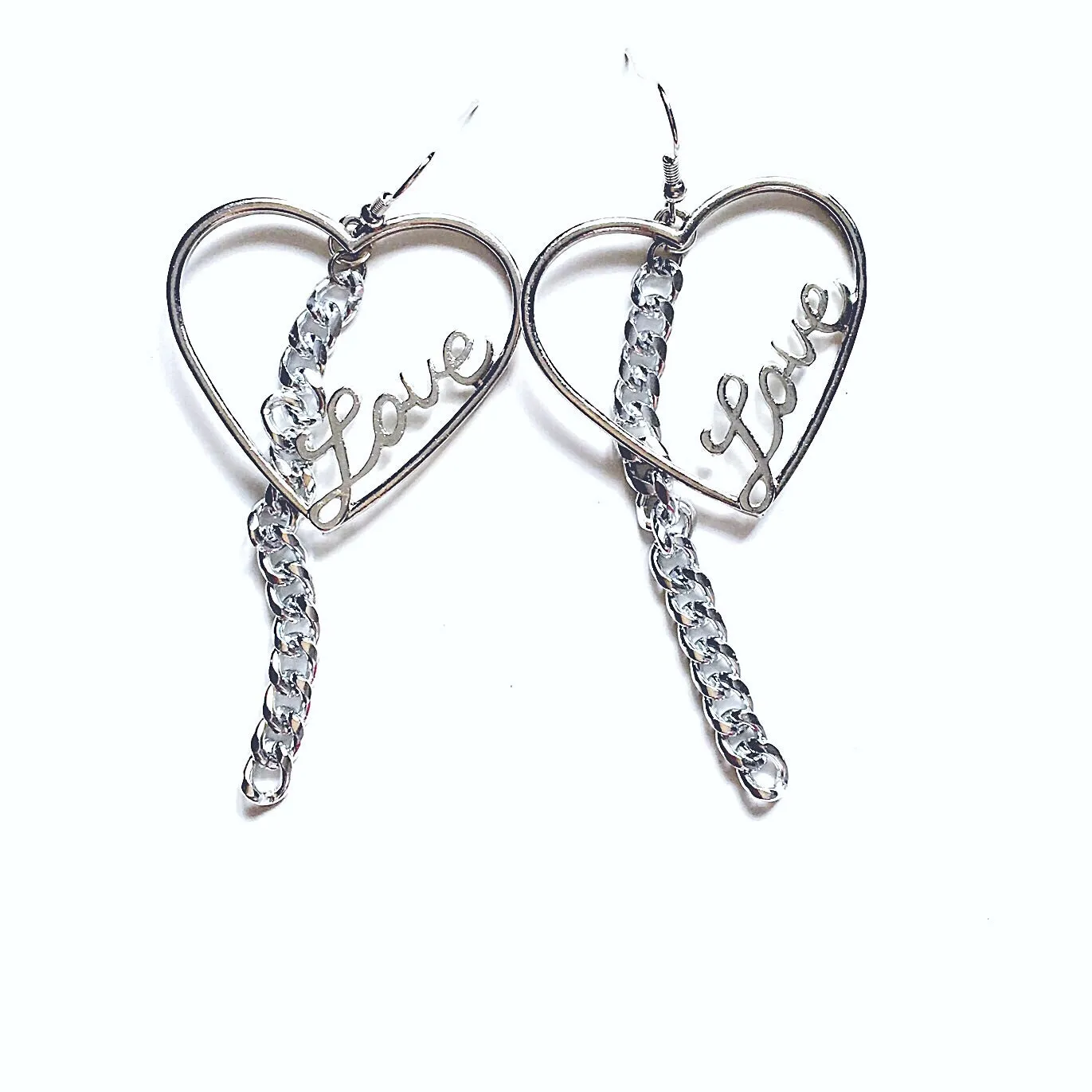 HEART CHAIN EARRINGS