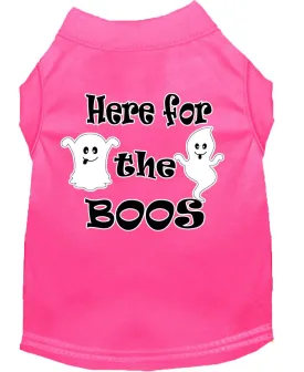 Here For The Boos Screen Print Dog Shirt Bright Pink Lg (14)