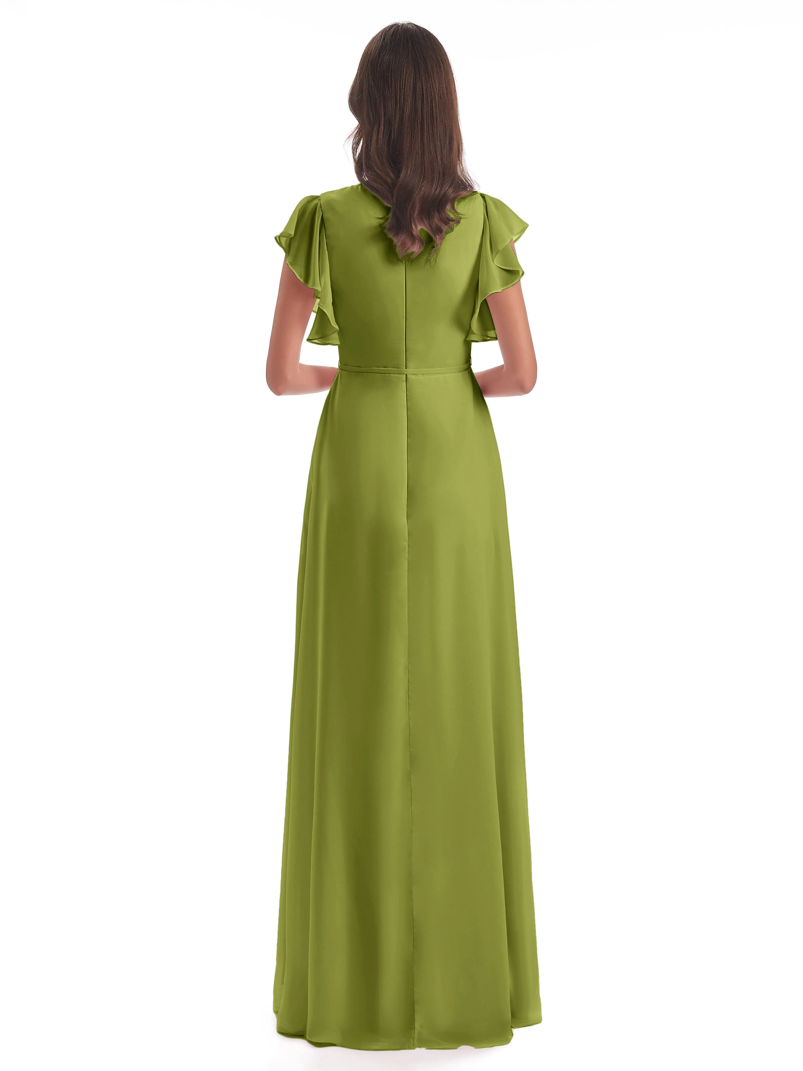 Hope Charming V Neck Long Chiffon Bridesmaid Dresses