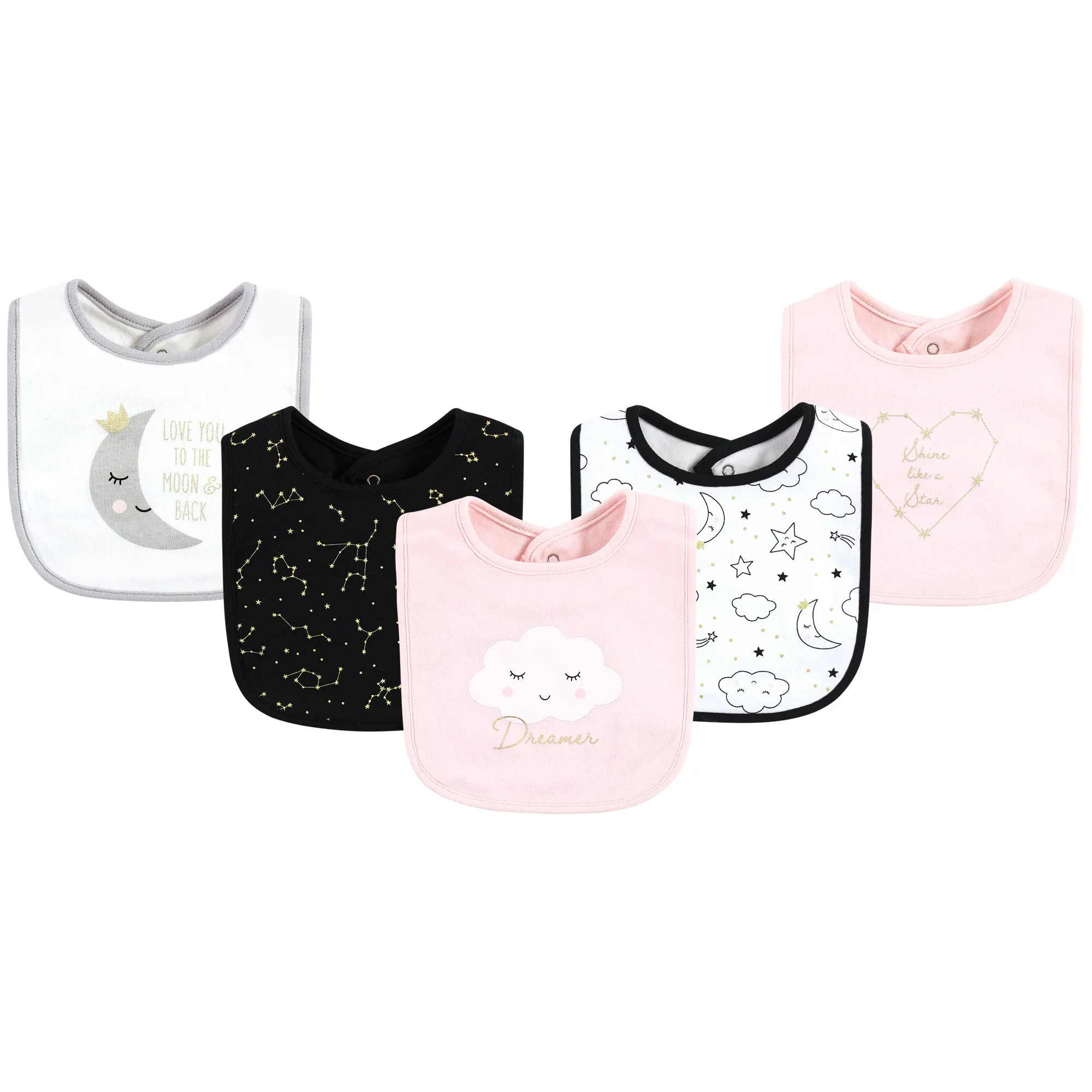 Hudson Baby Cotton Bibs, Dreamer