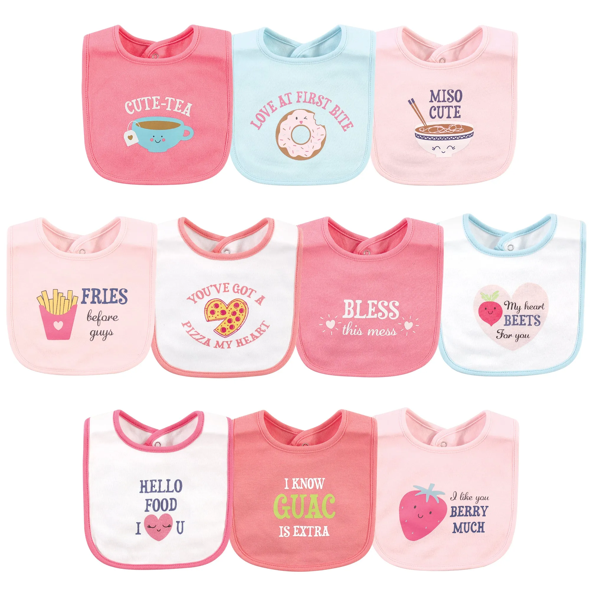 Hudson Baby Cotton Bibs, Food Puns Girl