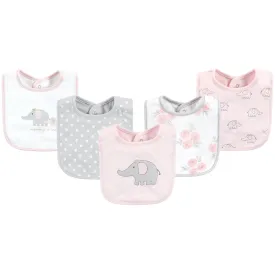 Hudson Baby Cotton Bibs, Pink Gray Elephant