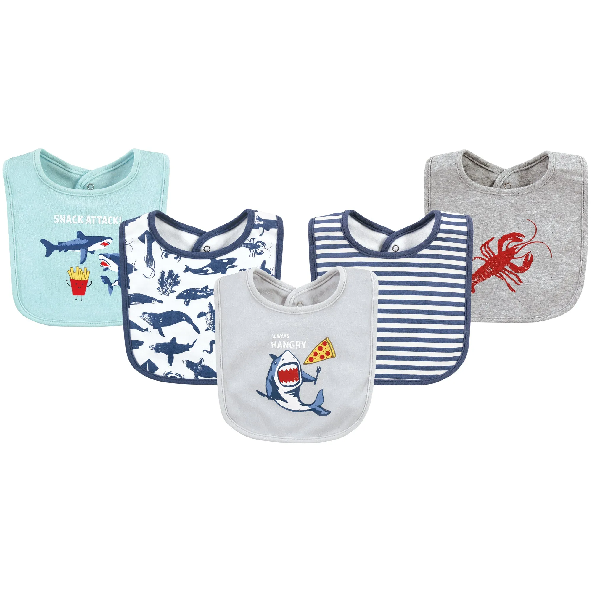 Hudson Baby Cotton Bibs, Shark