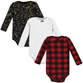 Hudson Baby Cotton Long-Sleeve Bodysuits, Buffalo Plaid Gold