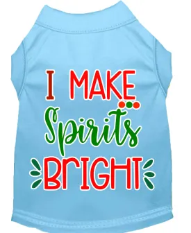 I Make Spirits Bright Screen Print Dog Shirt Baby Blue Xl