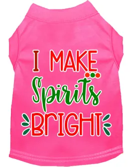 I Make Spirits Bright Screen Print Dog Shirt Bright Pink Med