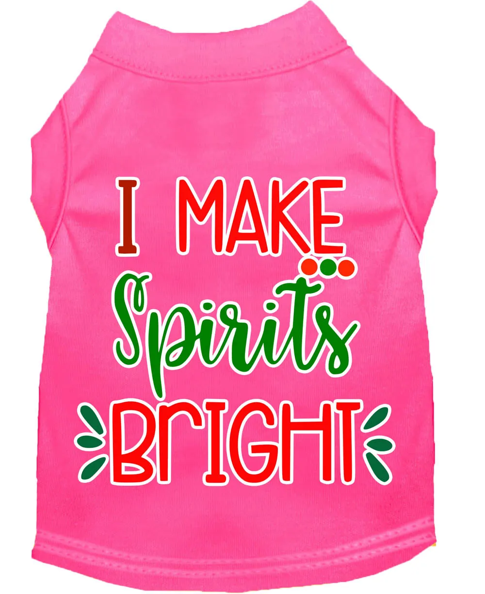 I Make Spirits Bright Screen Print Dog Shirt Bright Pink Med