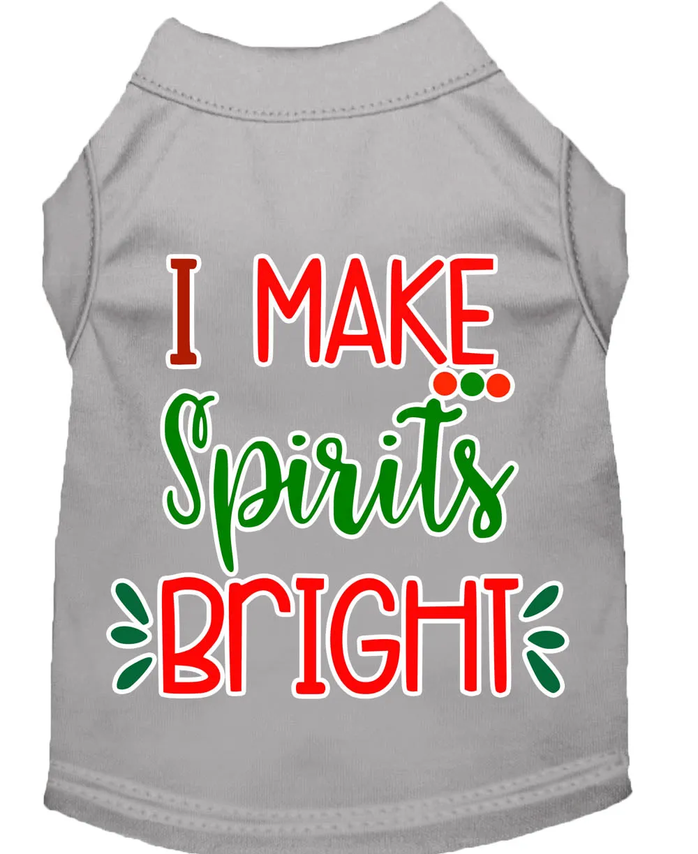 I Make Spirits Bright Screen Print Dog Shirt Grey Xxxl