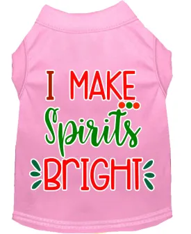 I Make Spirits Bright Screen Print Dog Shirt Light Pink Xl