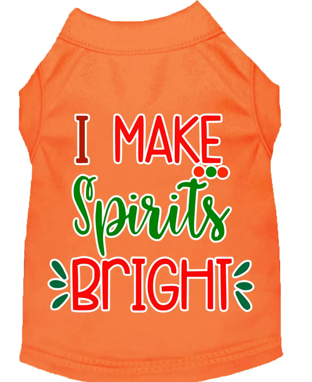 I Make Spirits Bright Screen Print Dog Shirt Orange Xl