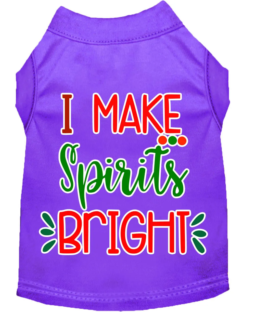 I Make Spirits Bright Screen Print Dog Shirt Purple Lg