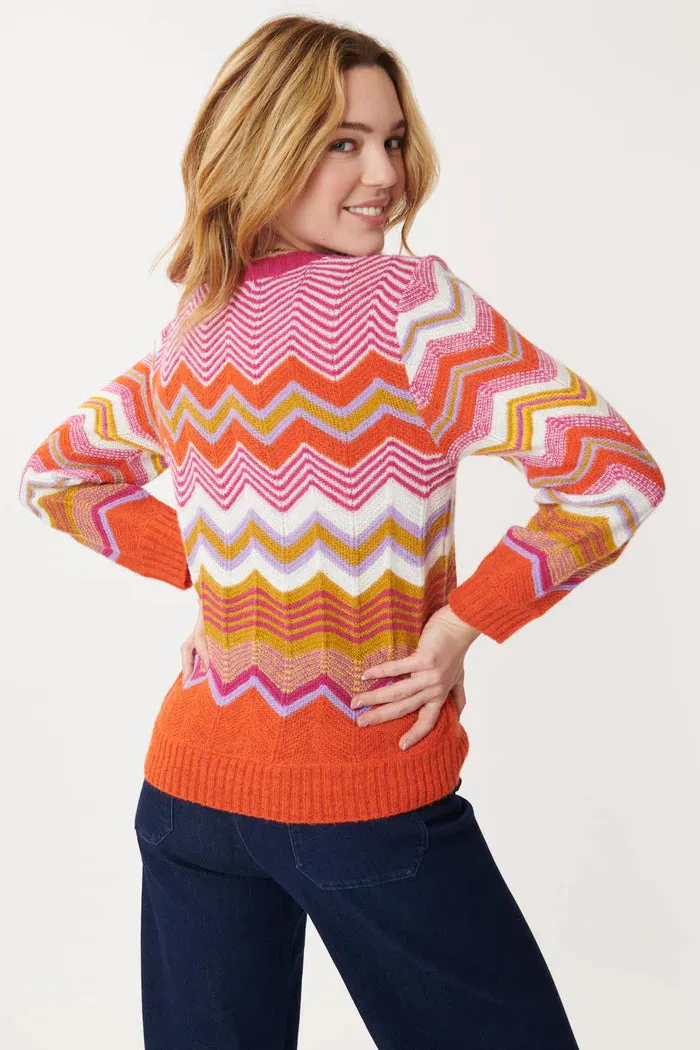 Jenifer  Zig-Zag Sweater- Orange