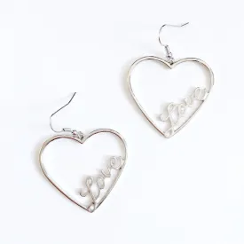 LETTER LOVE HEART PENDANT EARRINGS