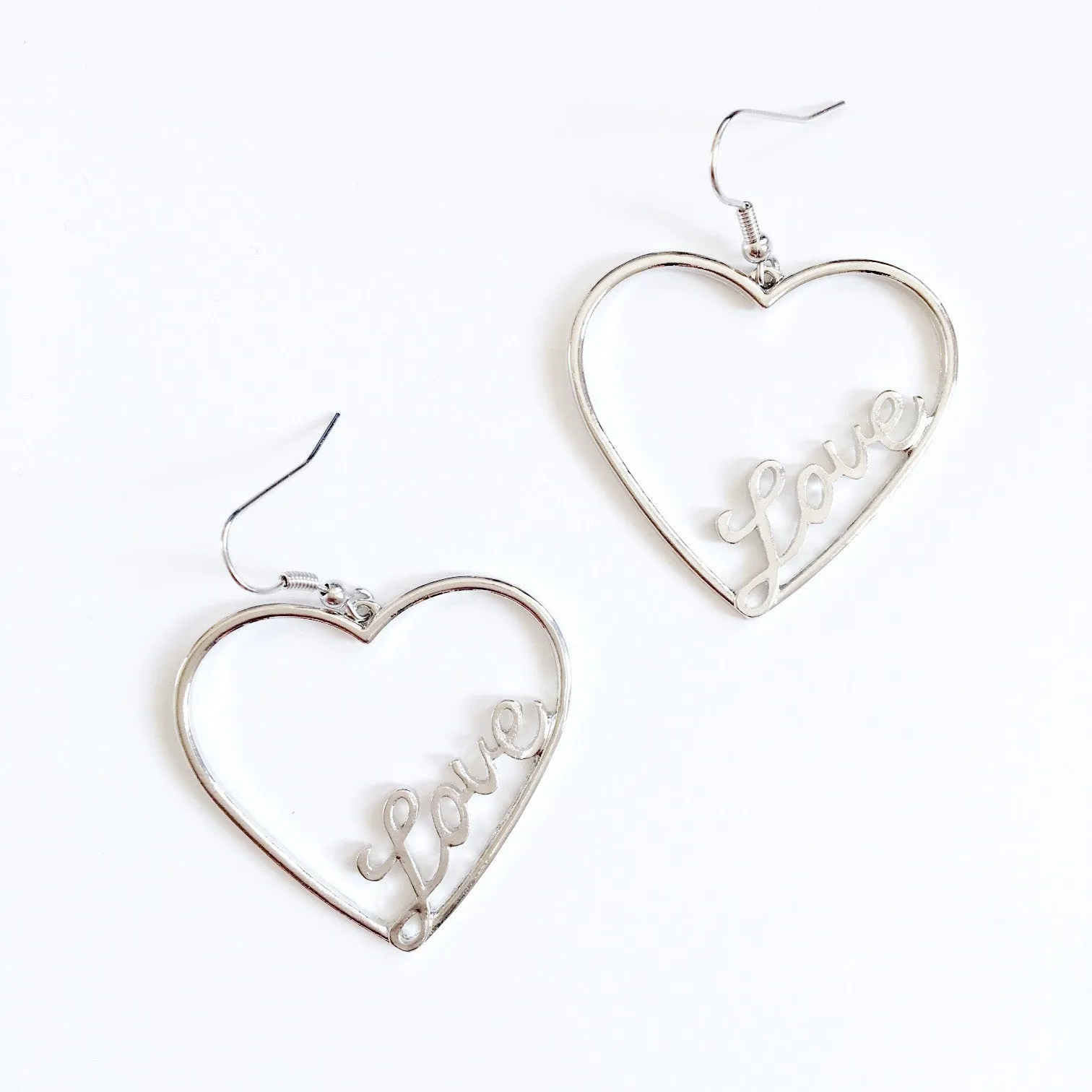 LETTER LOVE HEART PENDANT EARRINGS